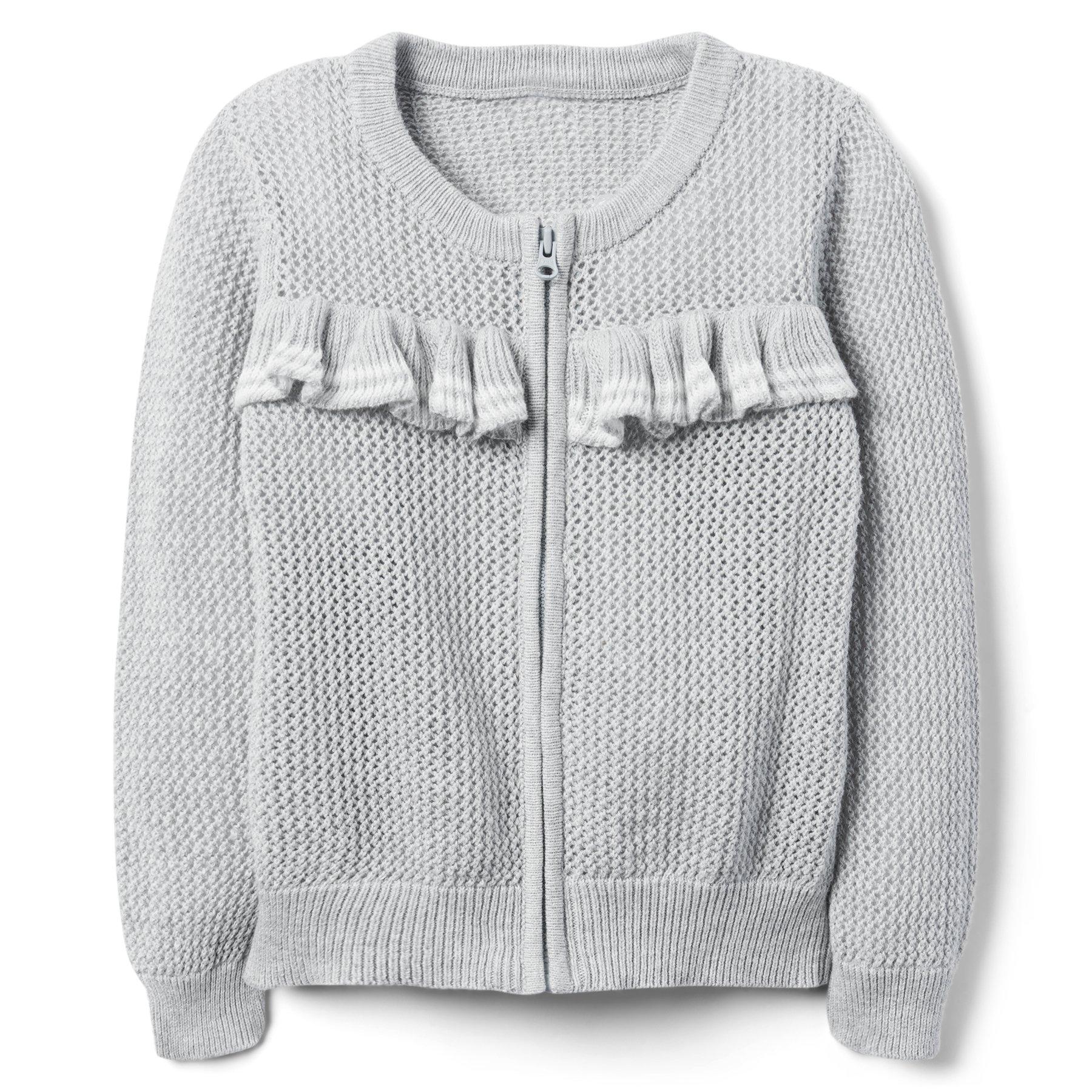 Girl Heather Grey Ruffle Zip Sweater by Janie and Jack