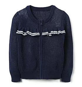Ruffle Zip Sweater 