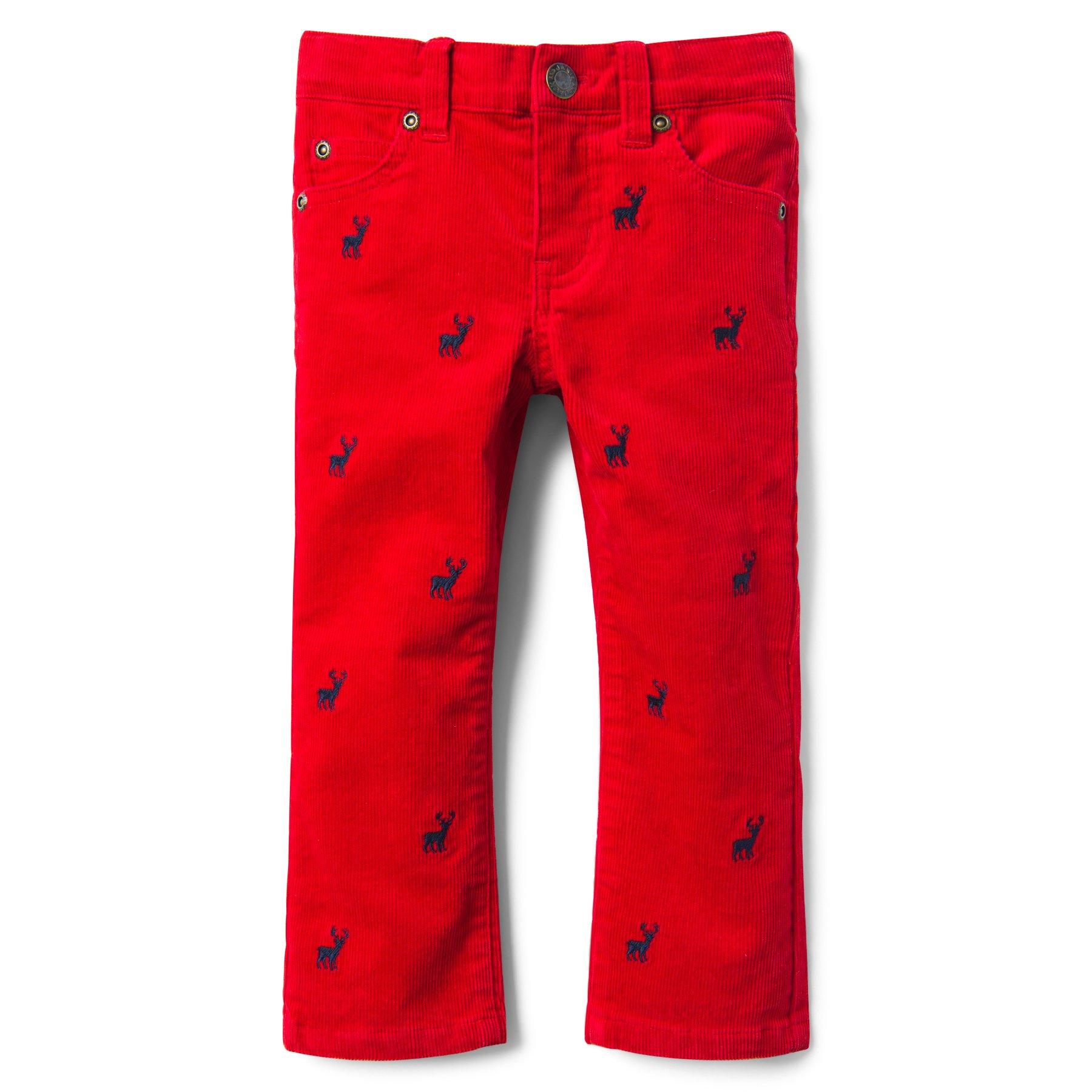 Boy Crimson Reindeer Stretch Corduroy Pant by Janie and Jack