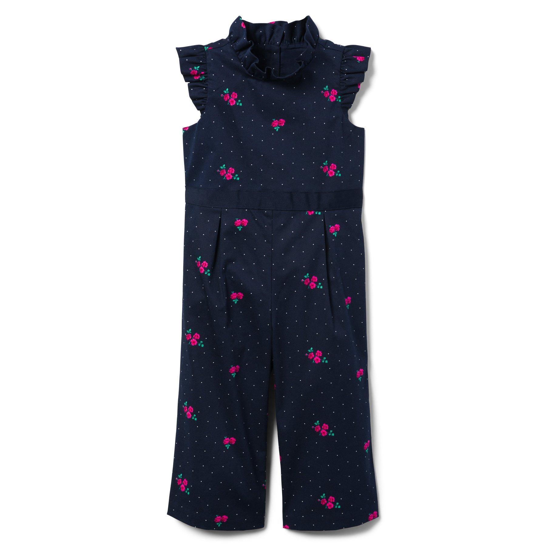 Girl Navy Dot Floral Floral Dot Jumpsuit by Janie and Jack