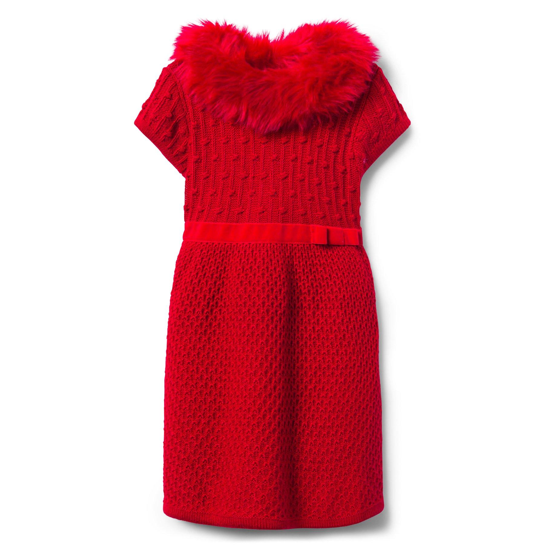 Faux Fur Trim Sweater Dress image number 0