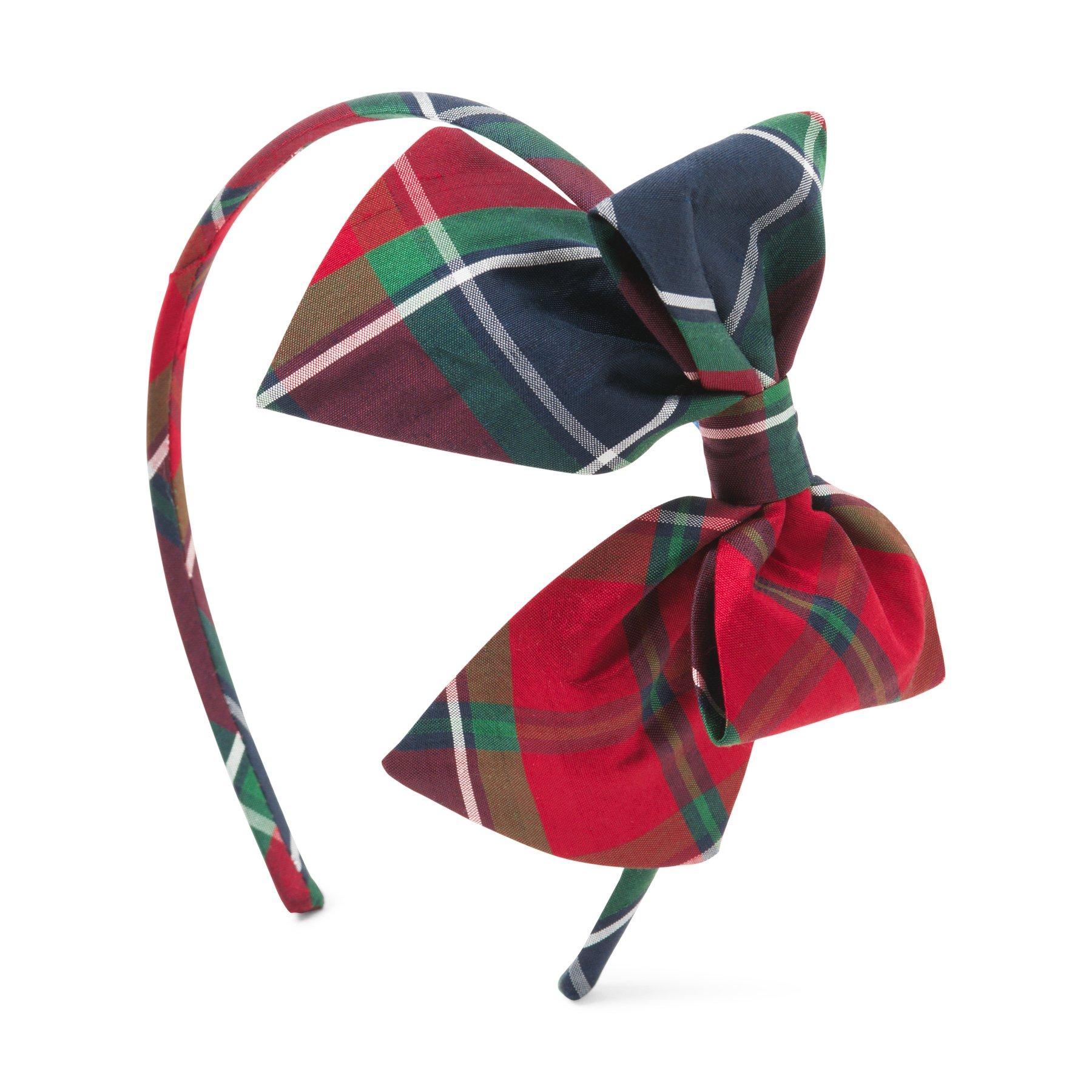 plaid headband with bow