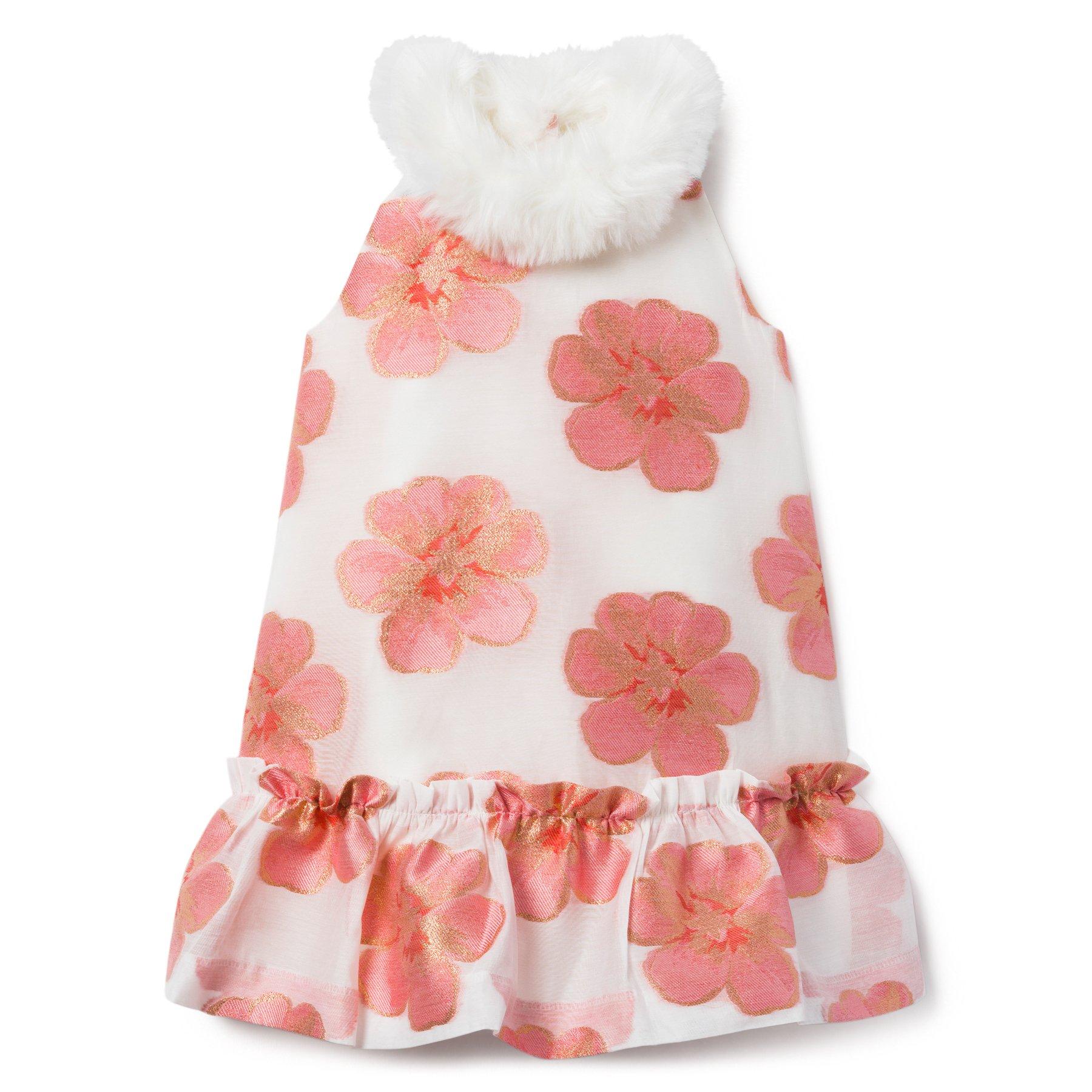 Floral Faux Fur Trim Dress image number 0