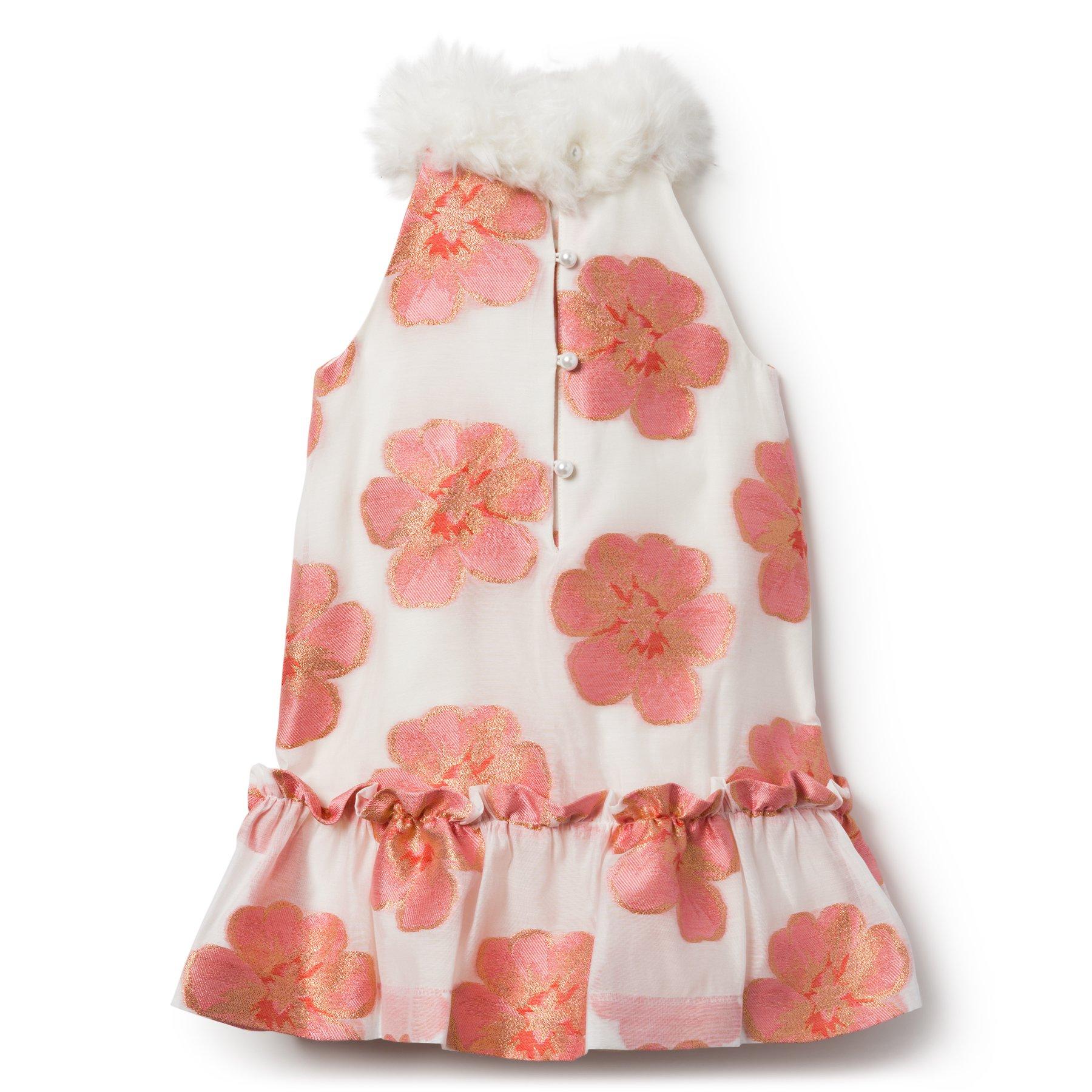 Floral Faux Fur Trim Dress image number 1