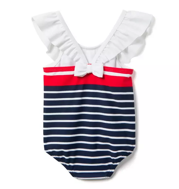 Striped Ruffle Swimsuit image number 1