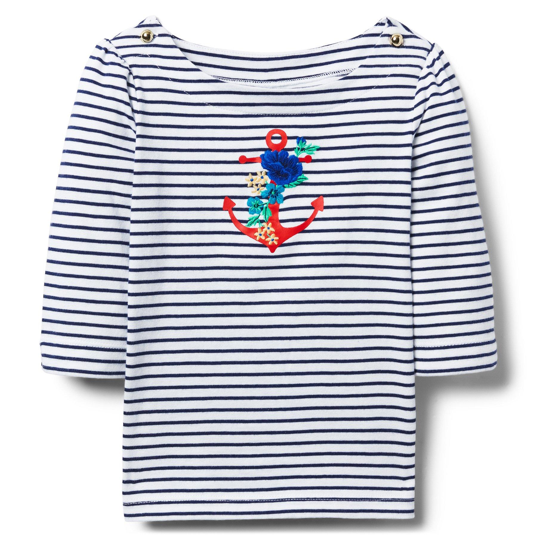 Embroidered Striped Tee  image number 0