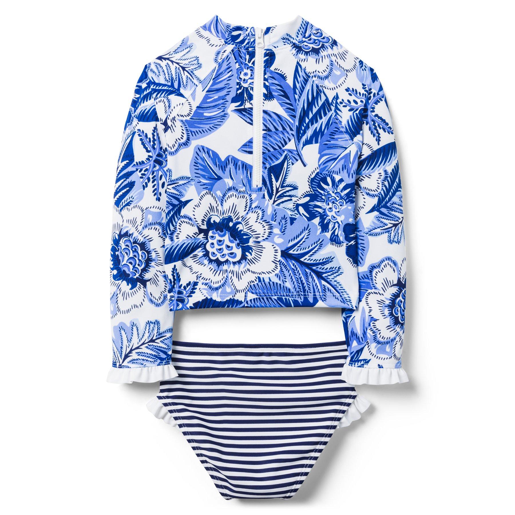 Floral Striped Rash Guard Set  image number 1