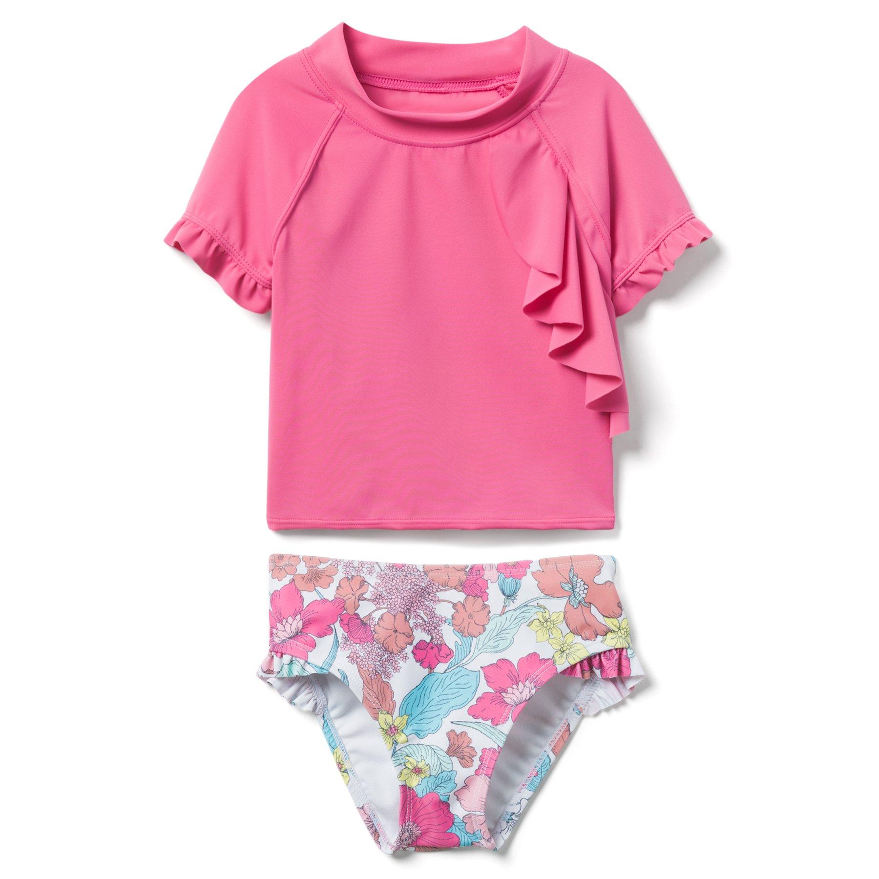 Floral Ruffle Rash Guard Set  image number 0
