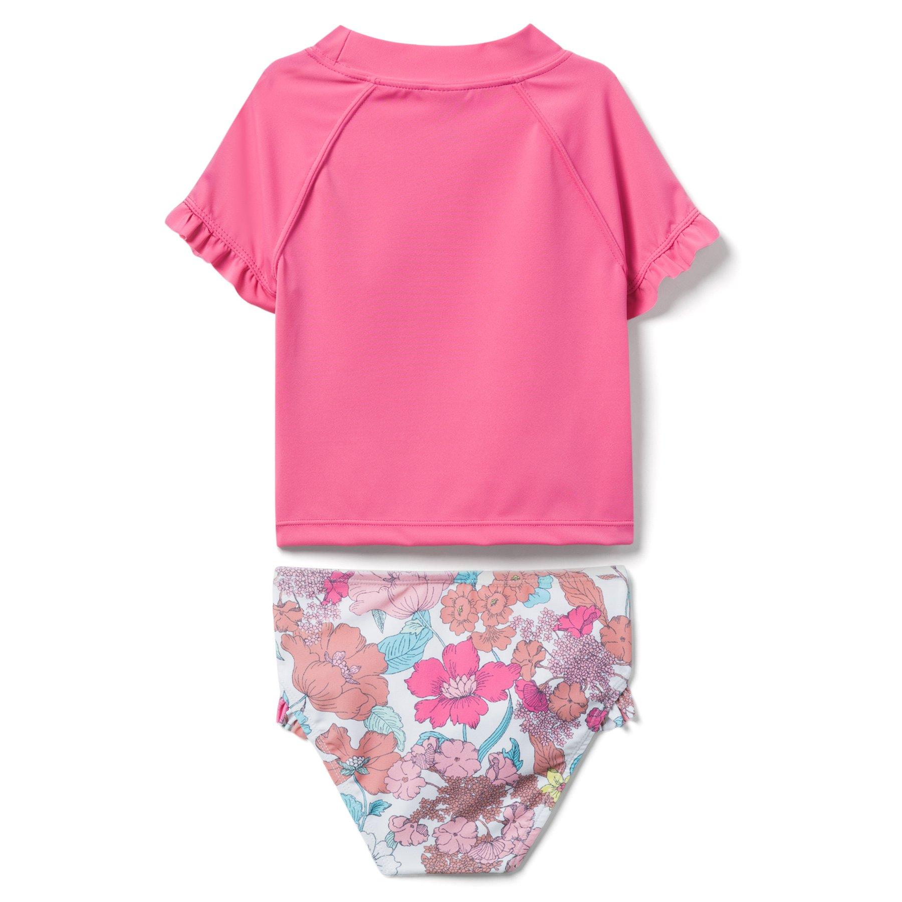 Floral Ruffle Rash Guard Set  image number 1