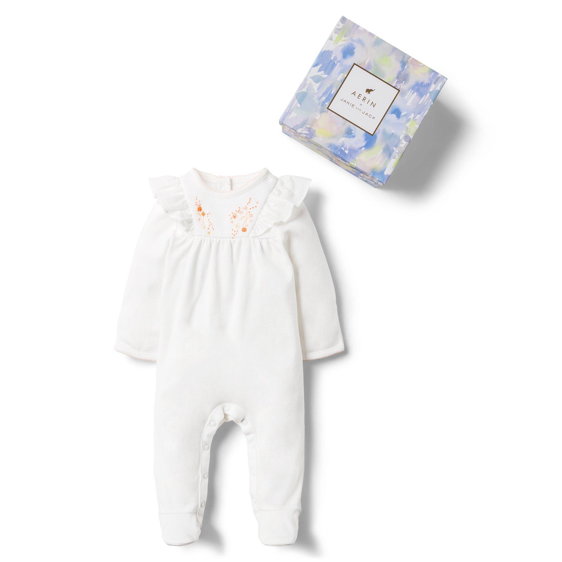 AERIN Embroidered Ruffle Footed 1-Piece image number 0