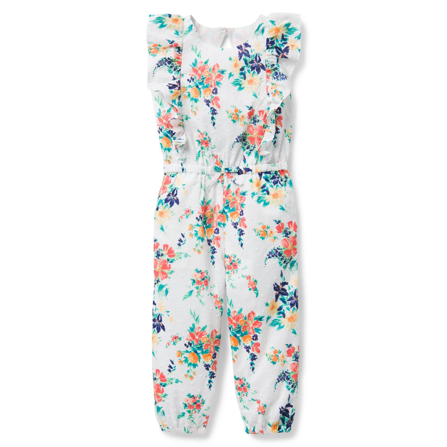 Girl White Floral Floral Ruffle Jumpsuit by Janie and Jack