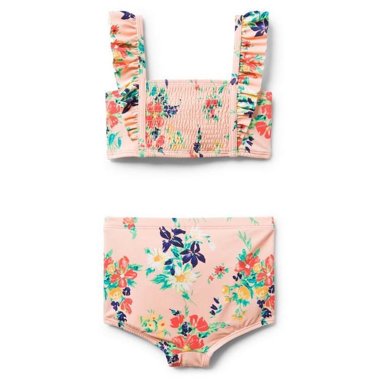 Girl Peach Floral Floral Ruffle 2-Piece Swimsuit by Janie and Jack