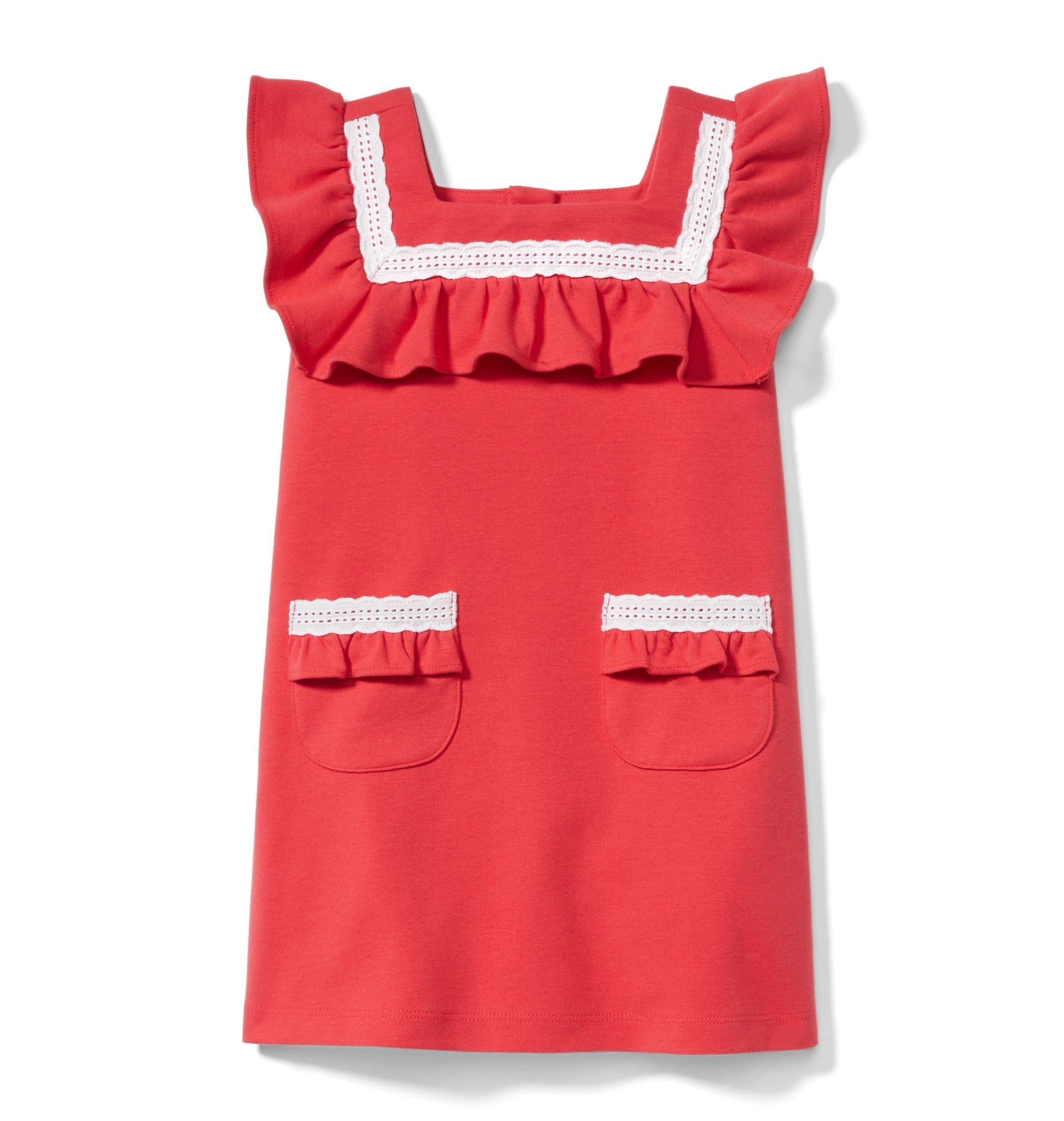 Ruffle Eyelet Trim Ponte Dress              image number 0