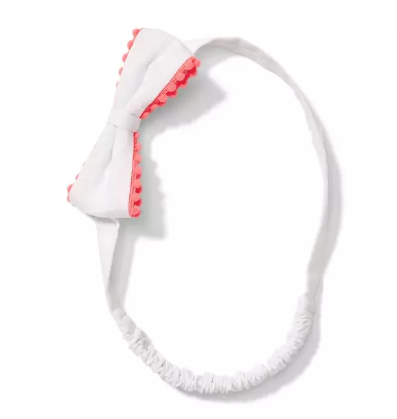 Pom-Pom Trim Bow Headband image number 0
