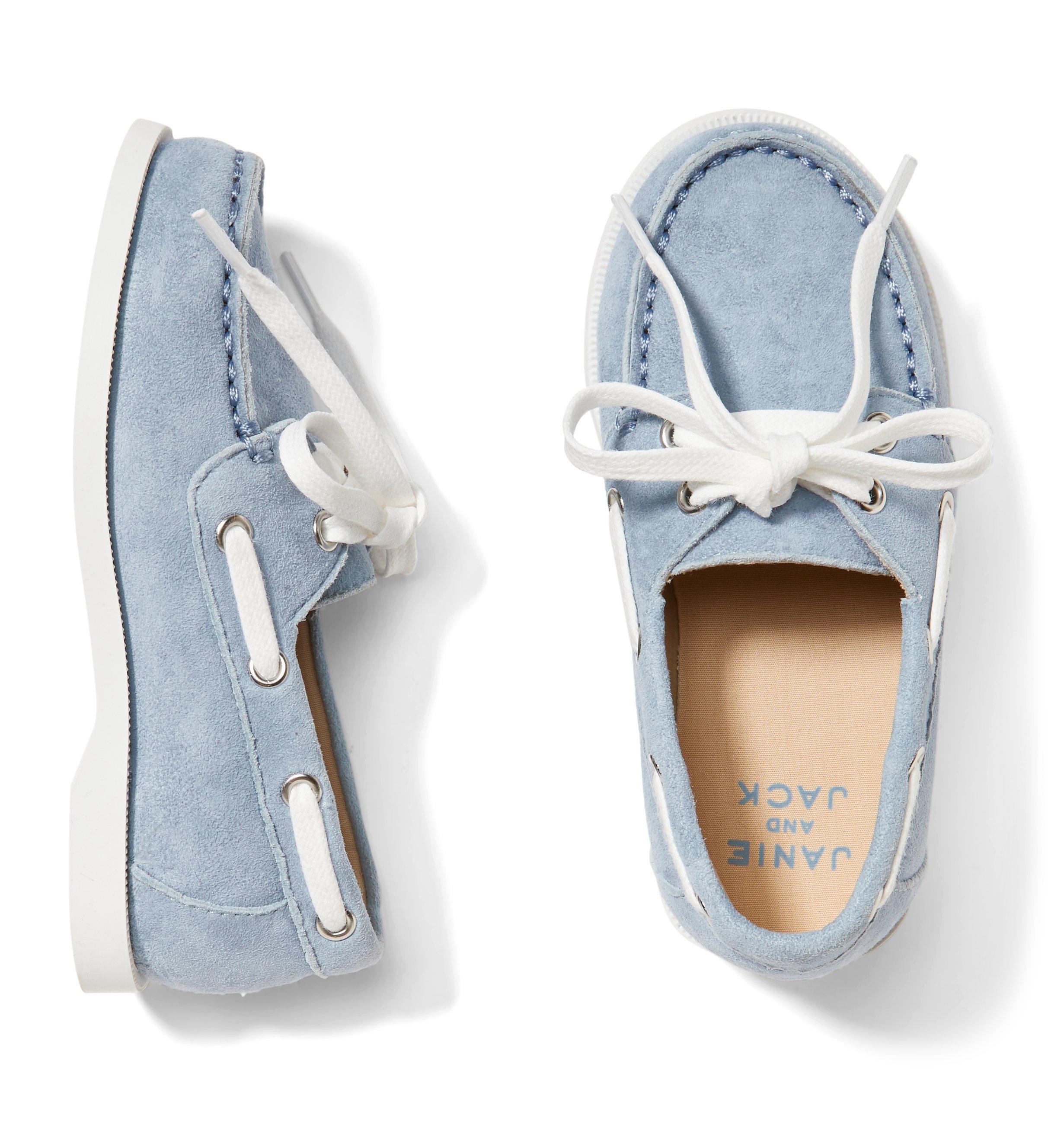 Boy Dusty Blue Suede Boat Shoe by Janie and Jack