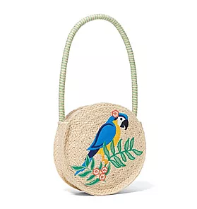 Parrot Straw Circle Bag