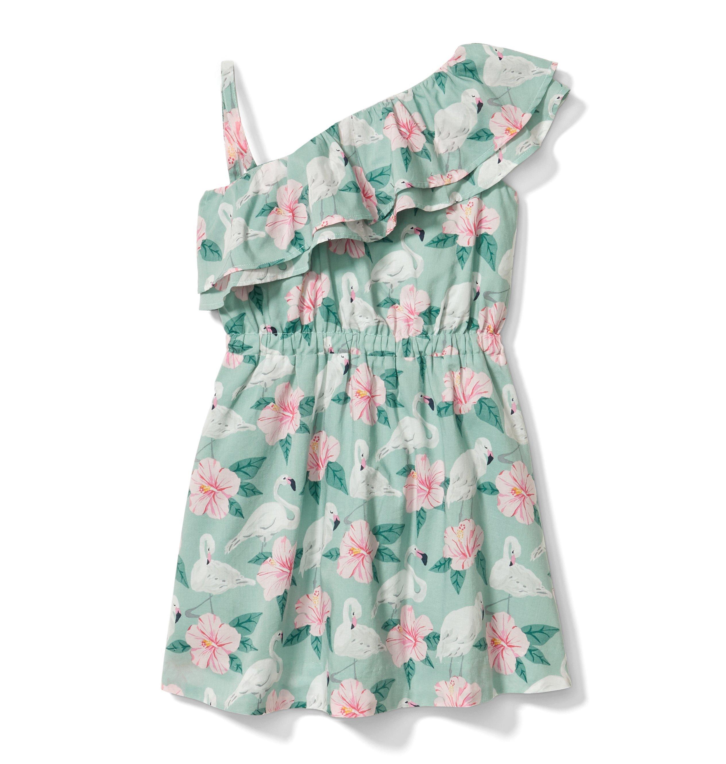 Flamingo Hibiscus Ruffle Dress image number 0