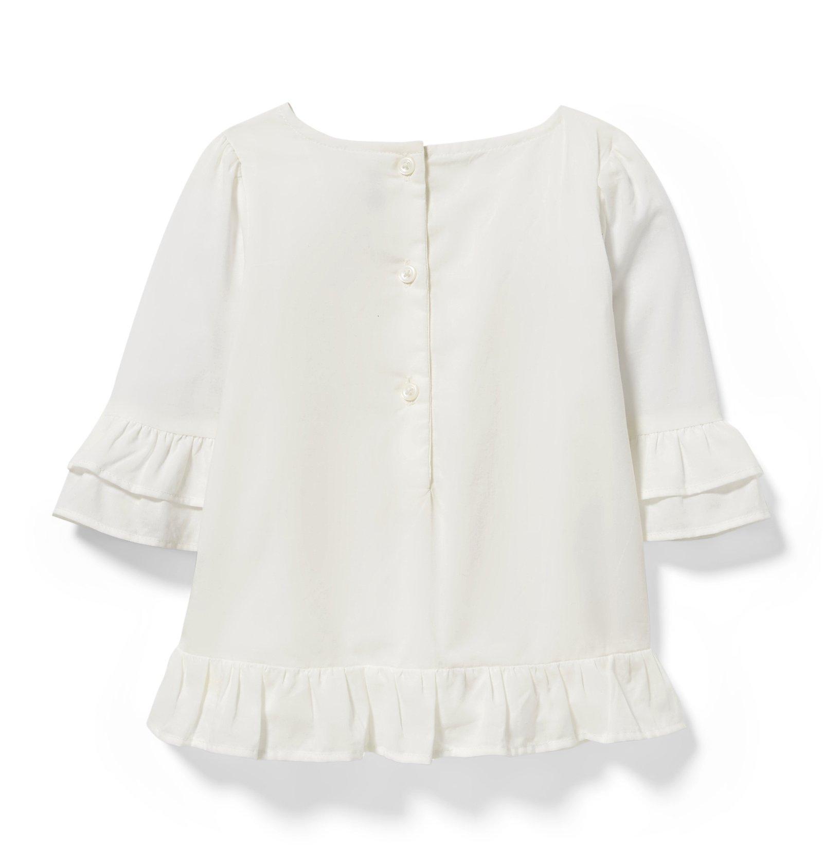 Embroidered Ruffle Cuff Top image number 1