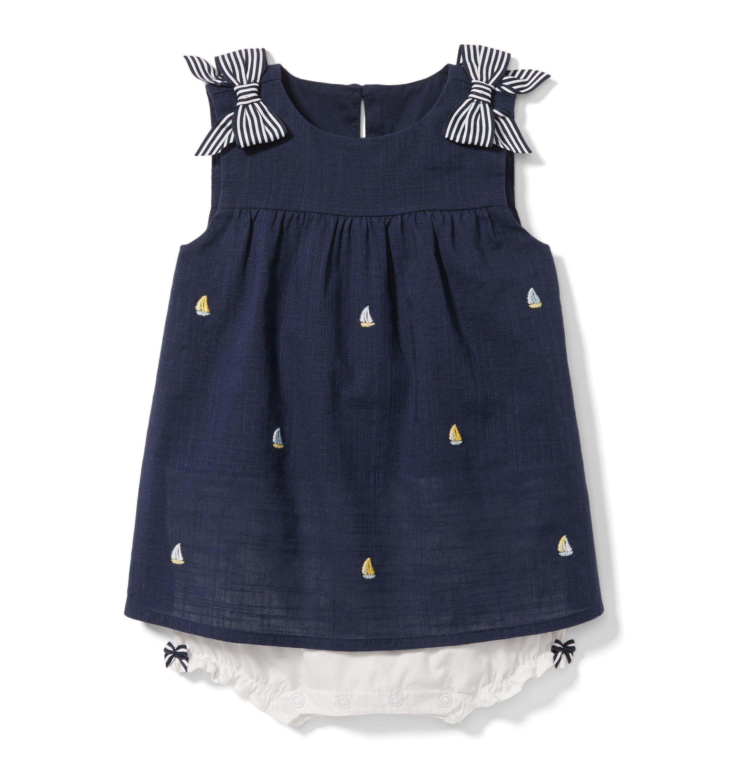Embroidered Sailboat Dress 1-Piece 