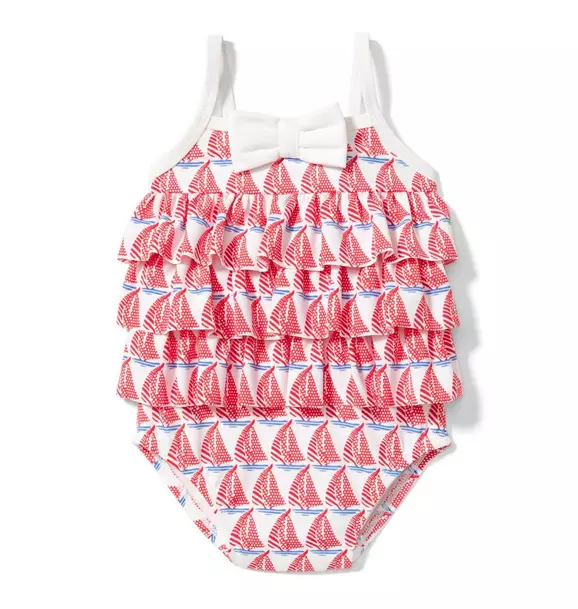 Tiered Ruffle Sailboat Swimsuit image number 0