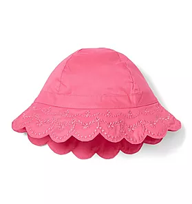 Embroidered Scalloped Bucket Hat