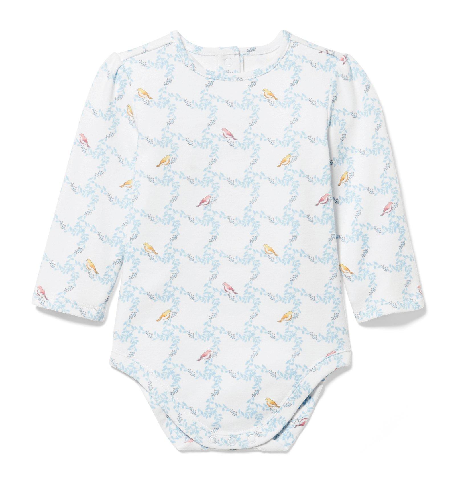 Lattice Bird Print Bodysuit image number 0