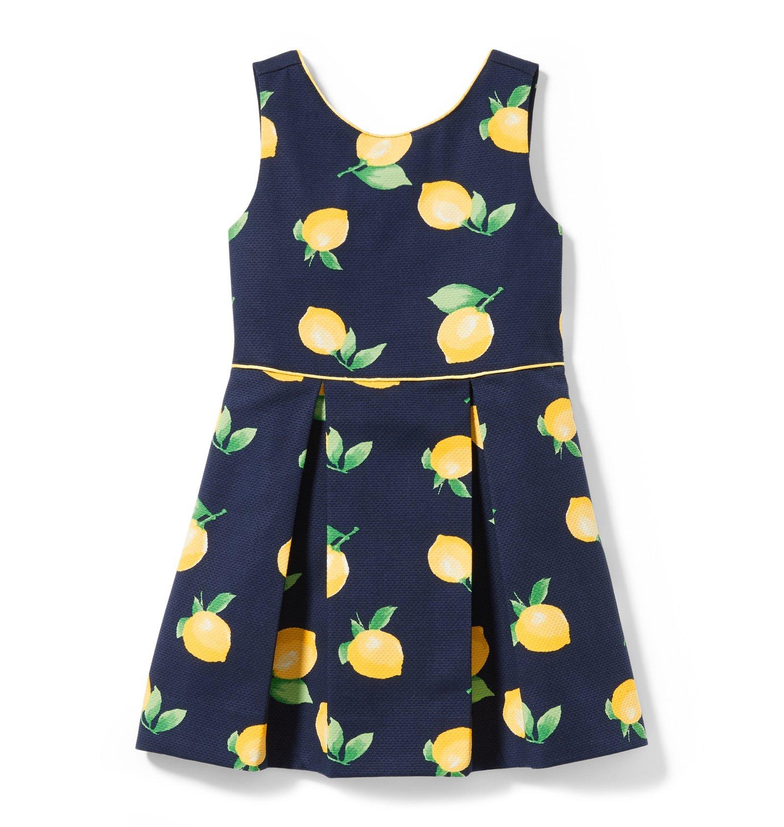 Girl Navy Lemon Print Lemon Dress by Janie and Jack