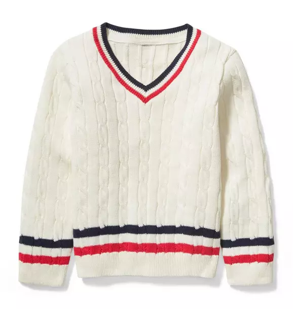 Striped Cable Knit Pullover image number 0