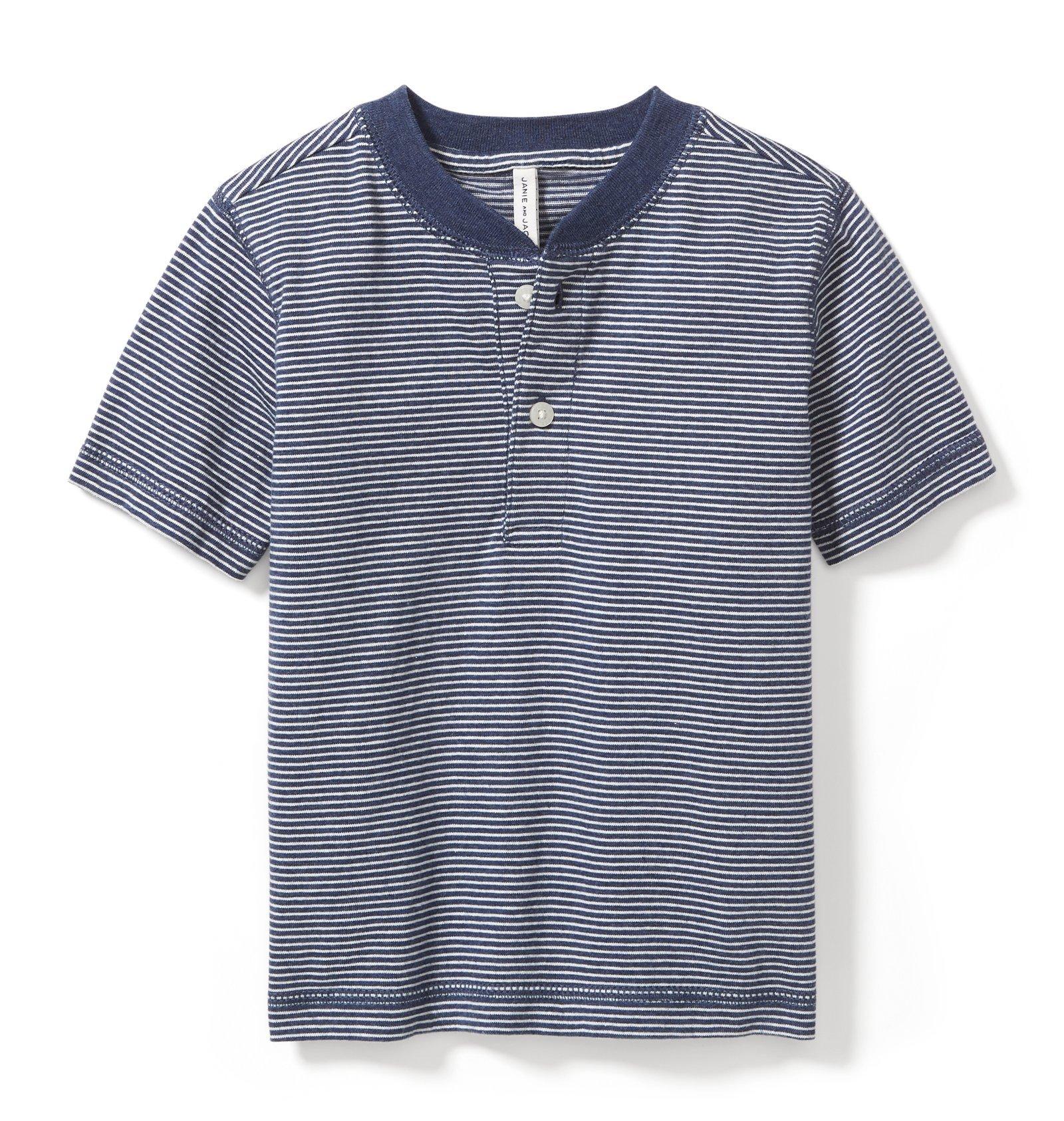 Striped Short Sleeve Henley Tee image number 0