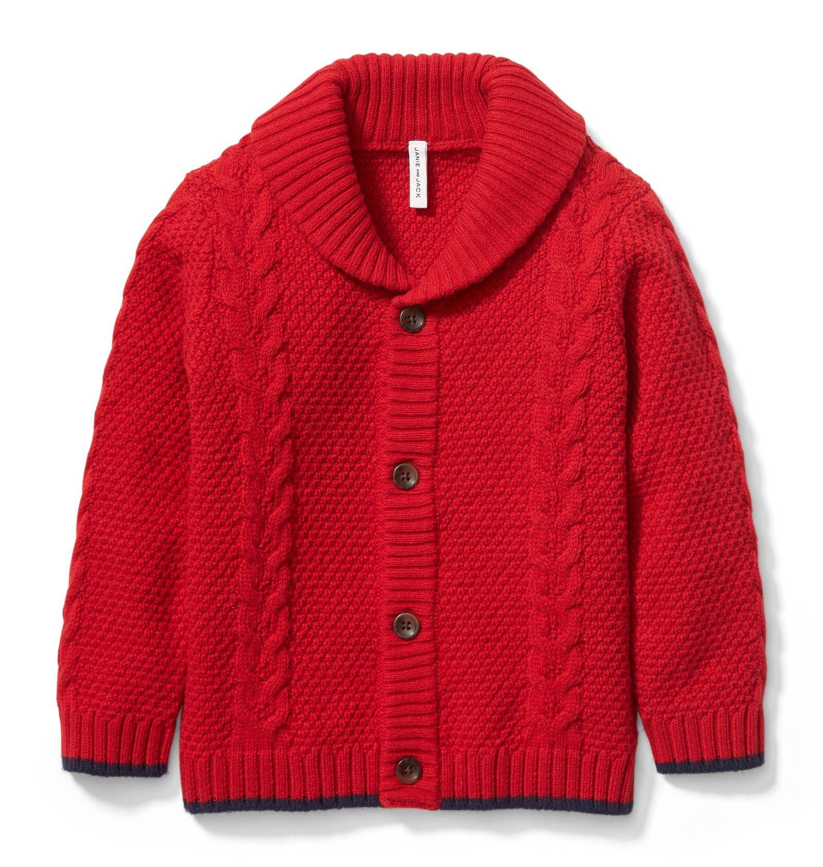 Boy Ruby Cable Knit Shawl Collar Cardigan by Janie and Jack