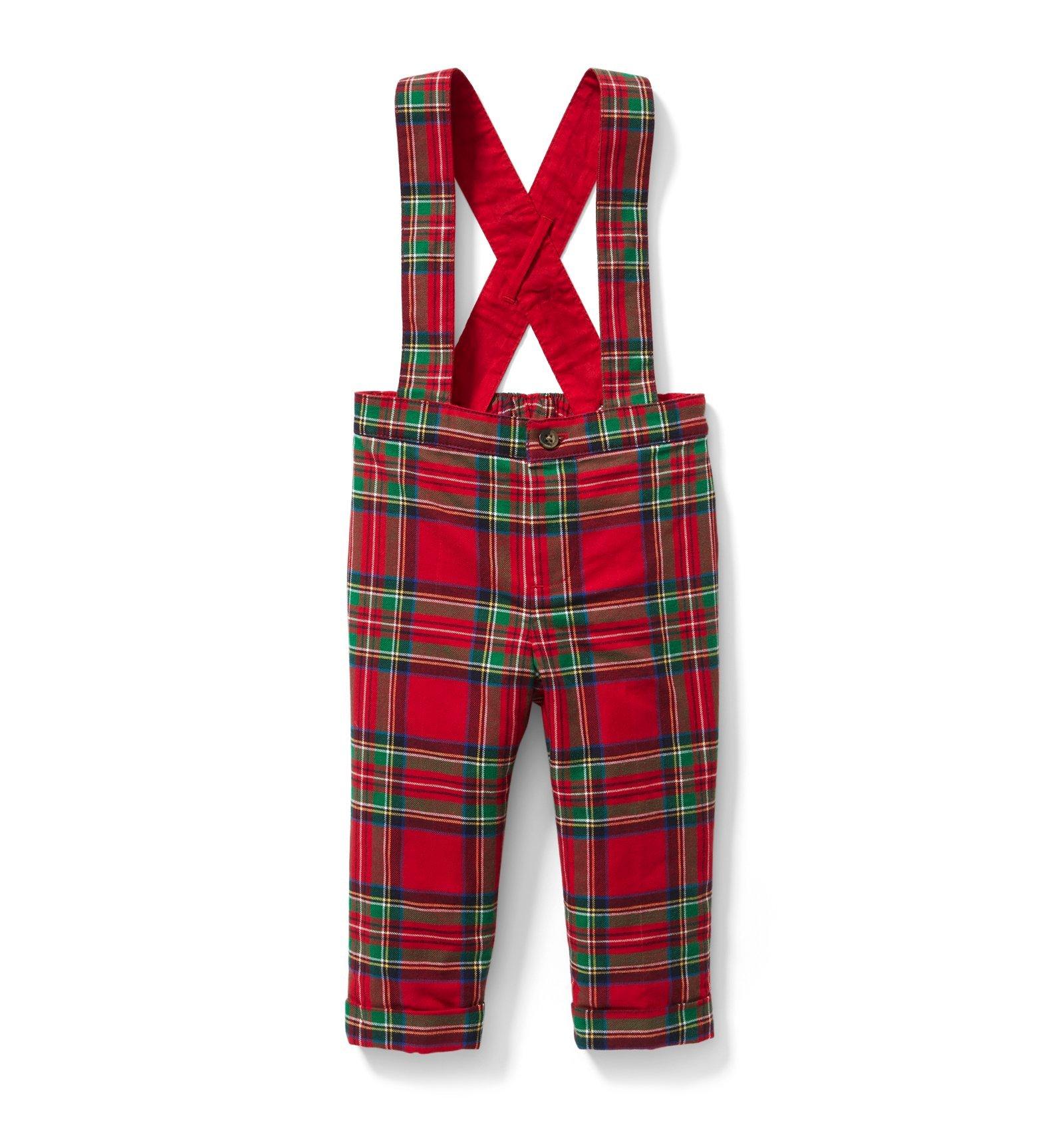 Plaid Suspender Pant