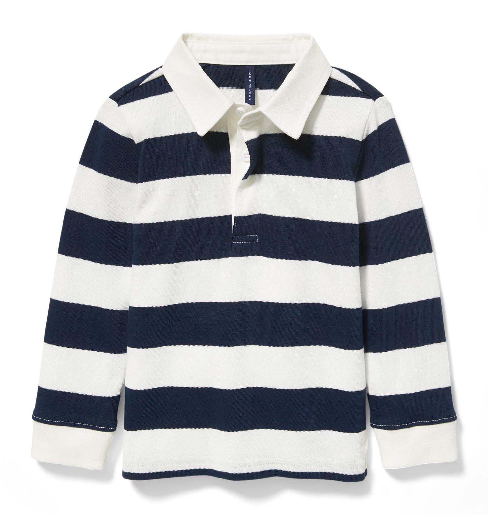 Boy White Stripe Striped Rugby Tee by Janie and Jack