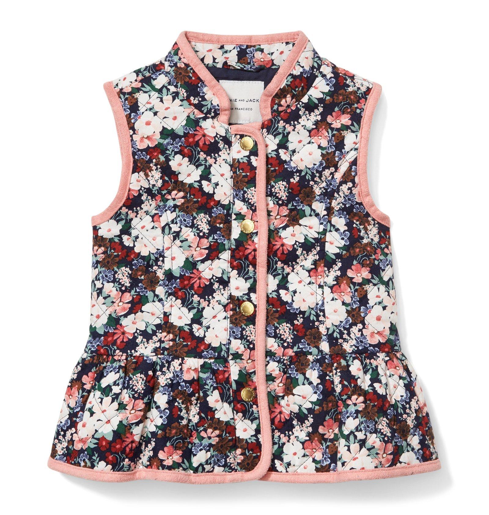 Quilted Floral Peplum Vest  image number 0