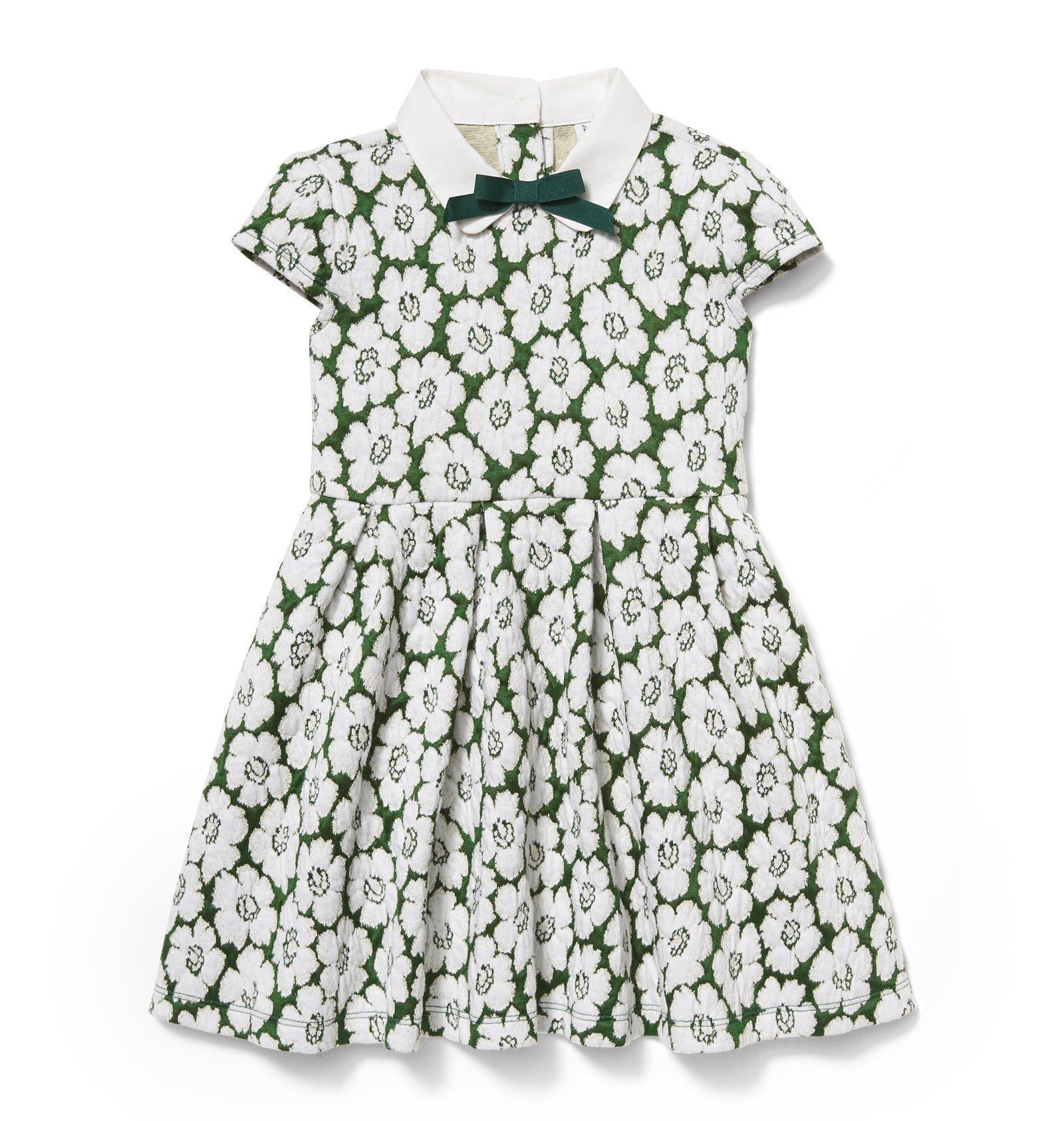 Girl Pine Green Floral Floral Jacquard Dress by Janie and Jack