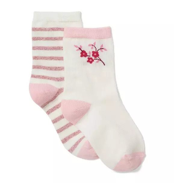 Shimmer Striped & Flower Sock 2-Pack  image number 0