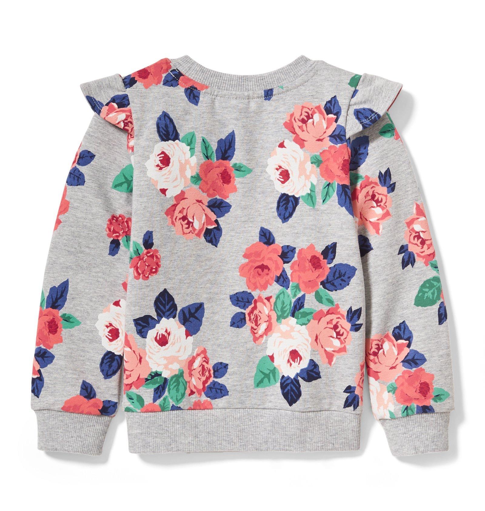 Floral Ruffle Shoulder Pullover image number 1