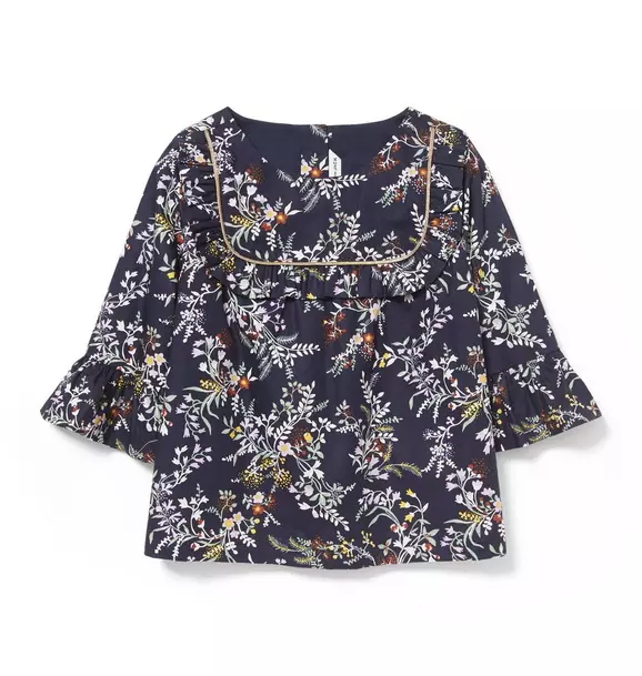 Floral Ruffle Trim Top image number 0