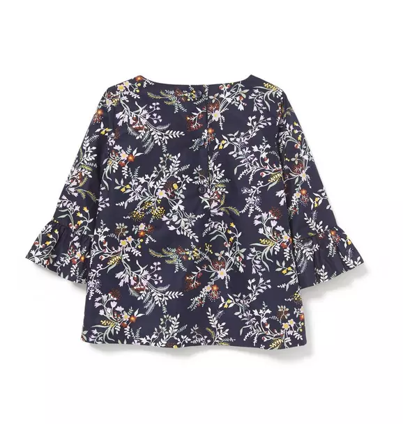 Floral Ruffle Trim Top image number 1