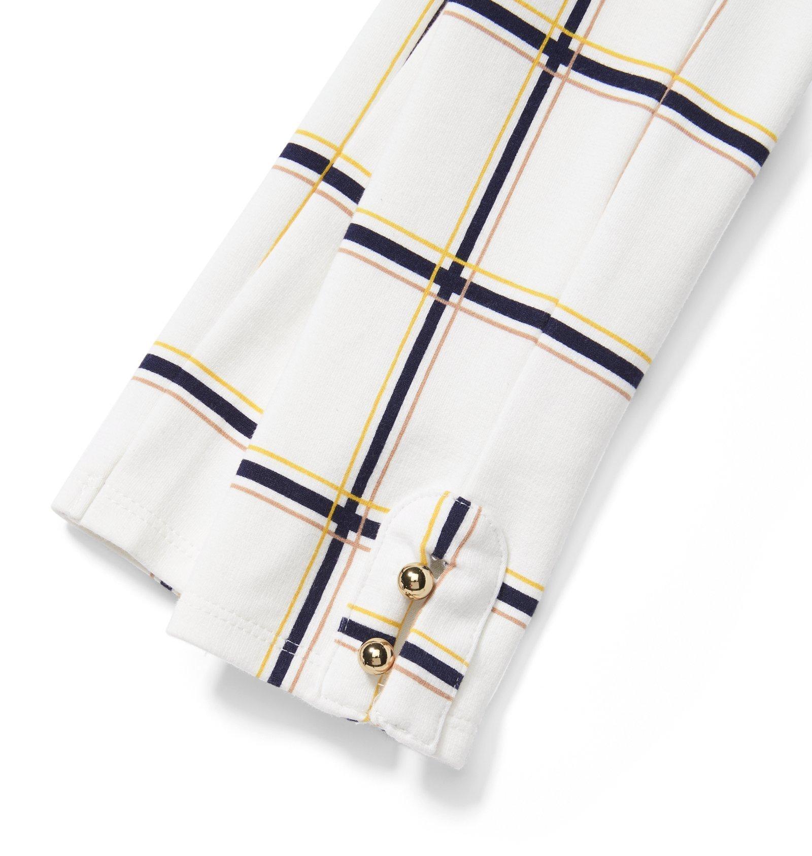 Plaid Button-Cuff Ponte Pant image number 1