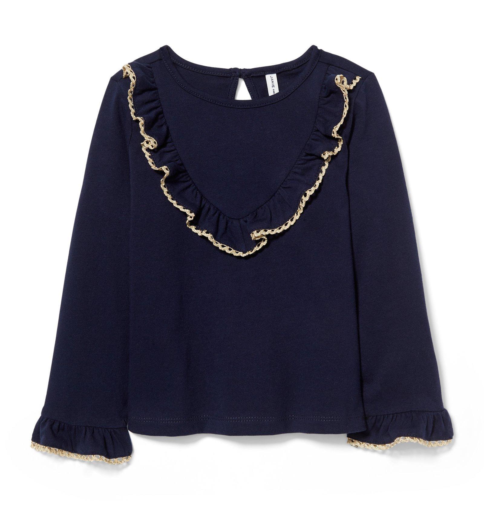 Shimmer Trim Ruffle Top image number 0