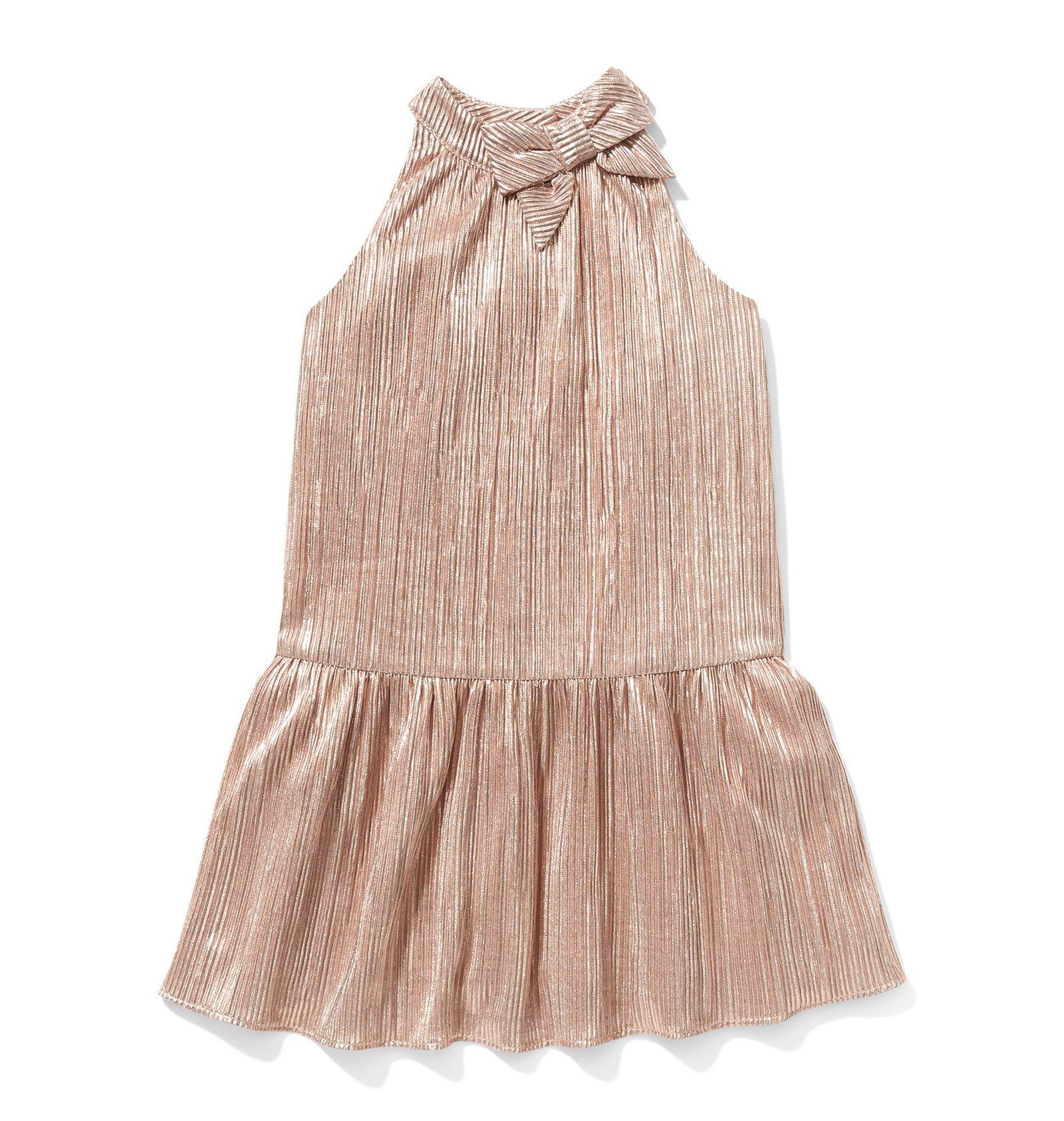 Metallic Pleated Dropwaist Dress  image number 0