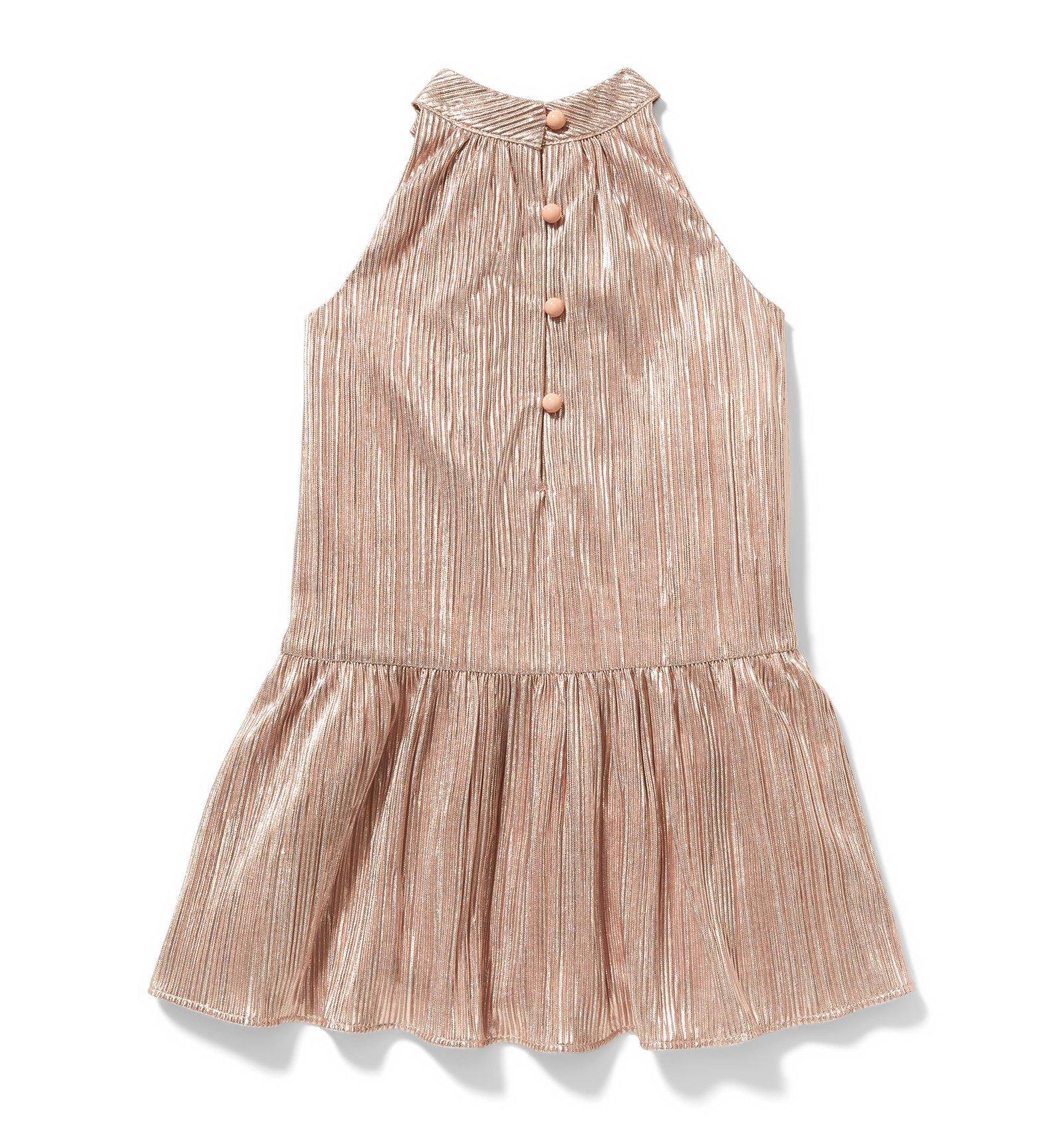 Metallic Pleated Dropwaist Dress  image number 1