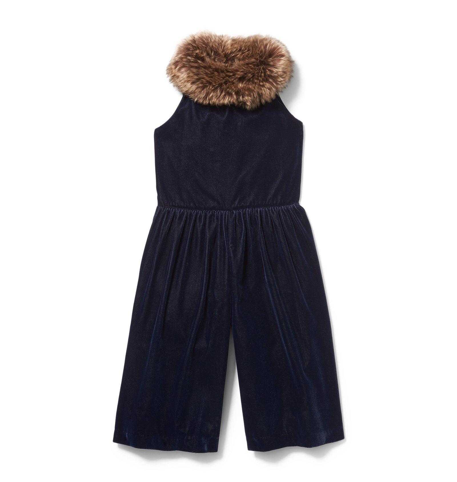 Faux Fur Collar Velvet Jumpsuit image number 0