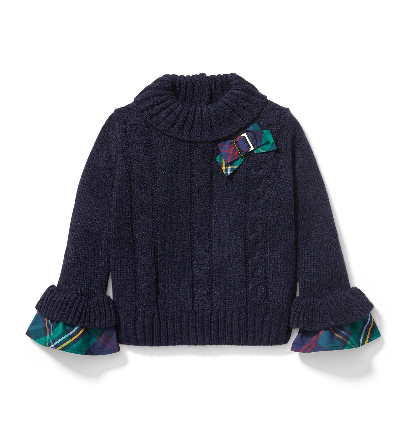 Cable Knit Plaid Bow Sweater image number 0