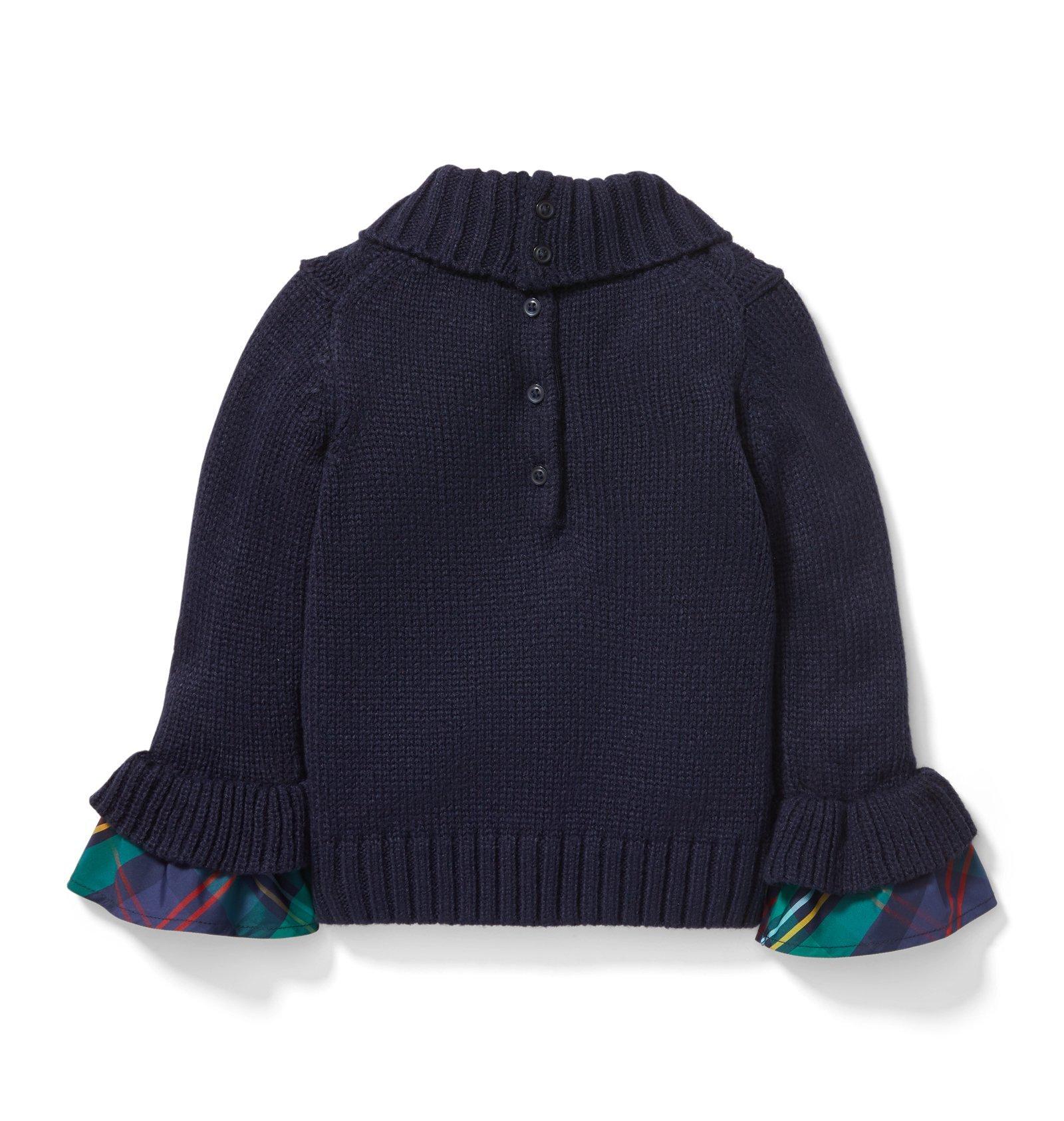 Cable Knit Plaid Bow Sweater image number 2