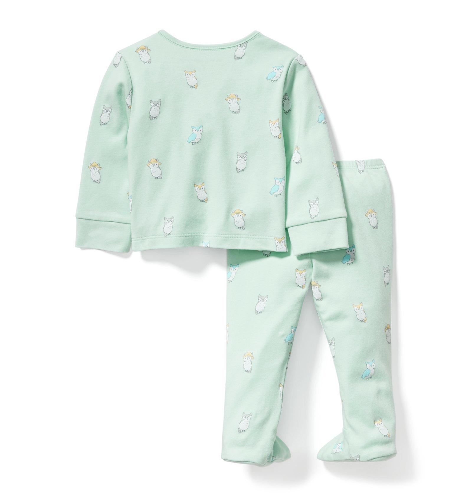 Owl Print Kimono Footed Set image number 1