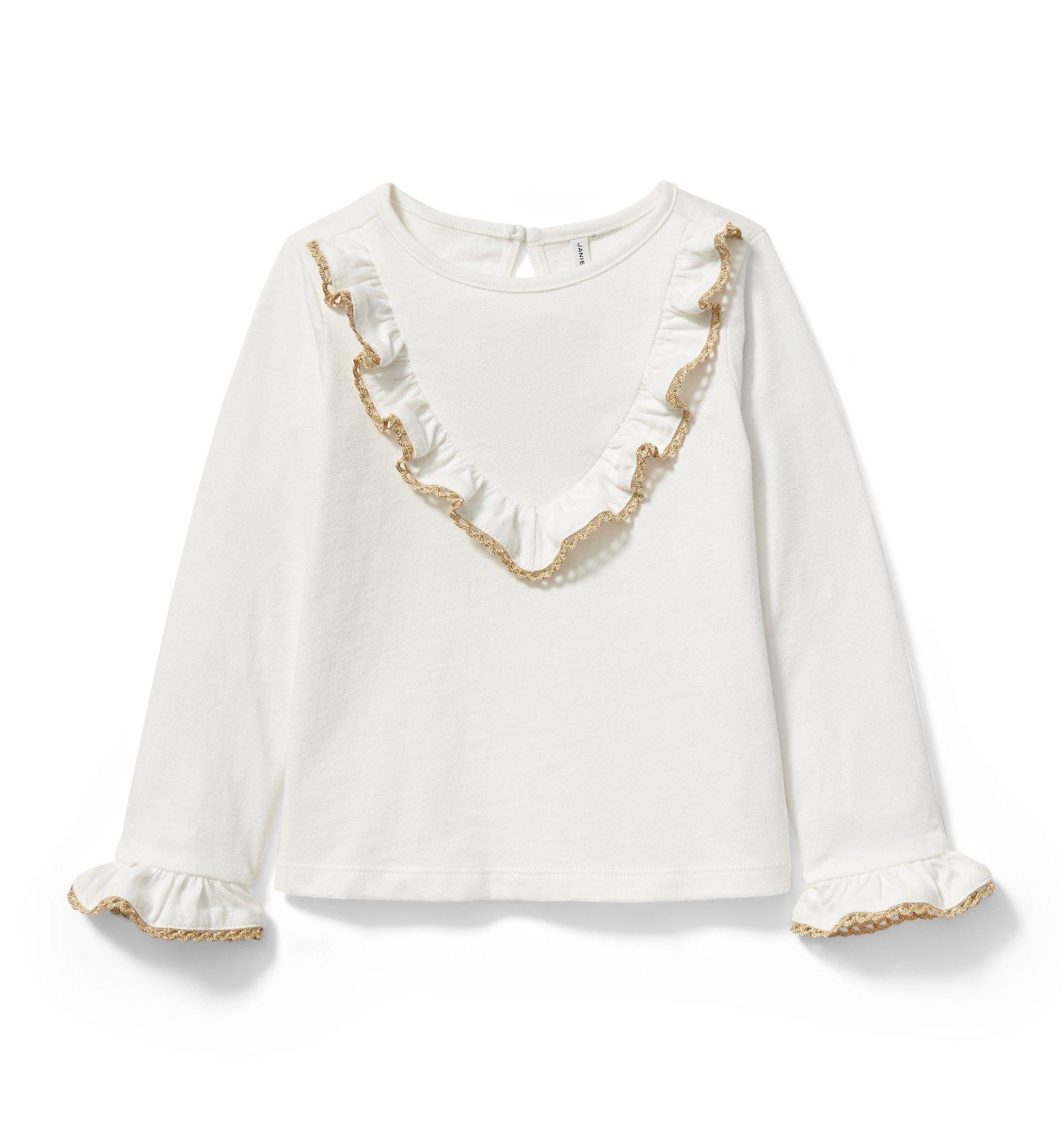 Shimmer Trim Ruffle Top image number 0