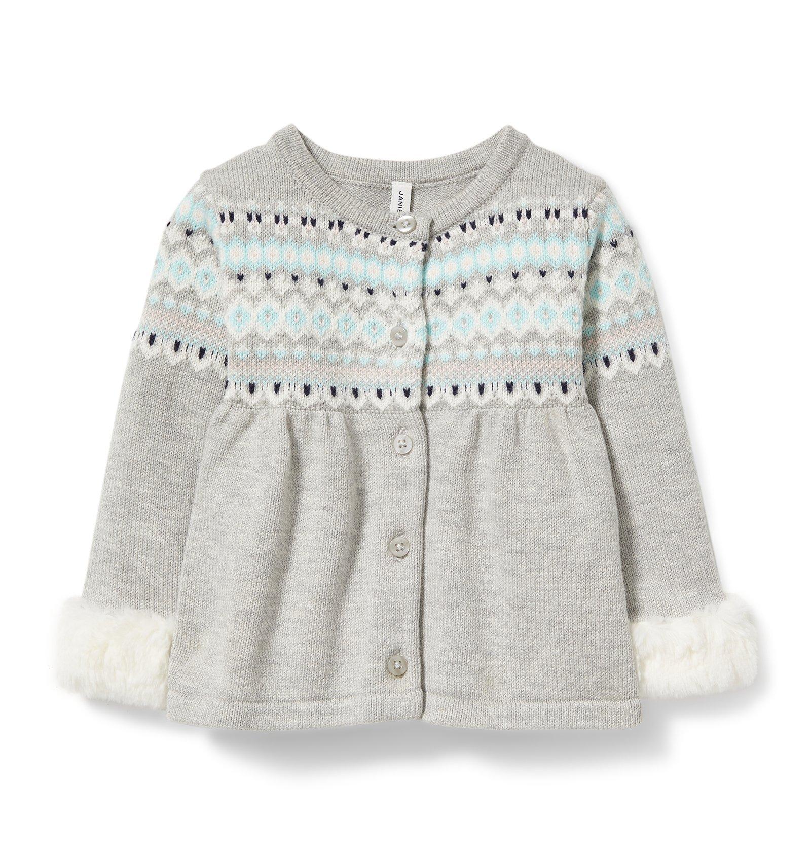 Fair Isle Faux Fur Cuff Cardigan  image number 0