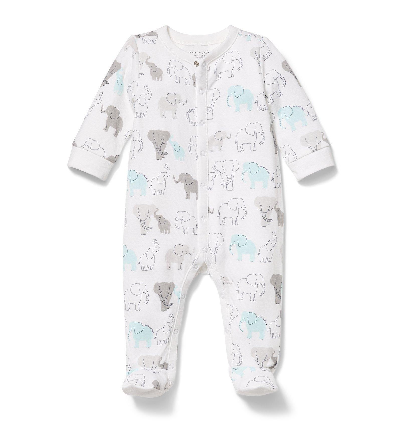 Elephant Print Footed 1-Piece image number 0