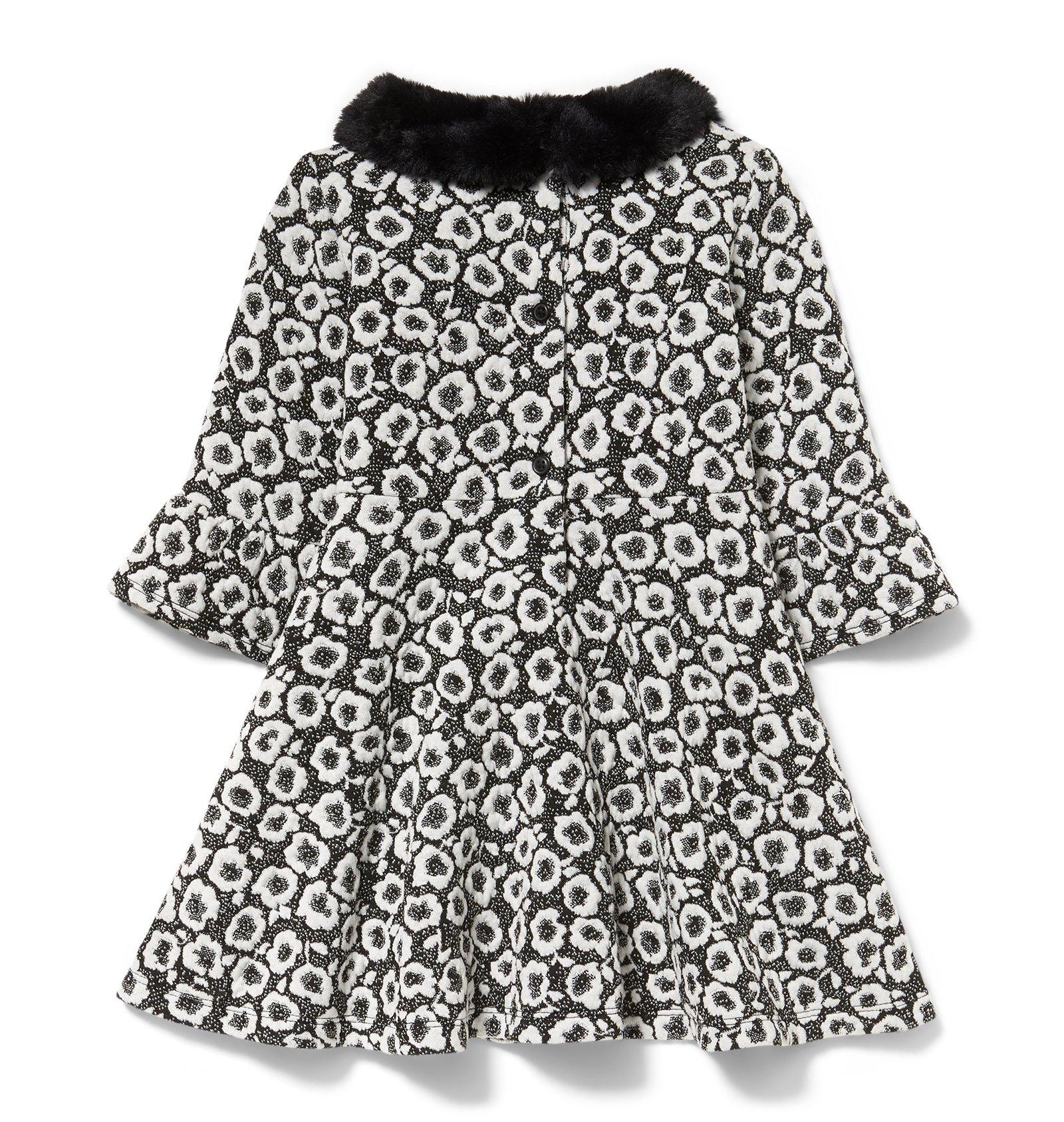 Floral Faux Fur Collar Dress  image number 1